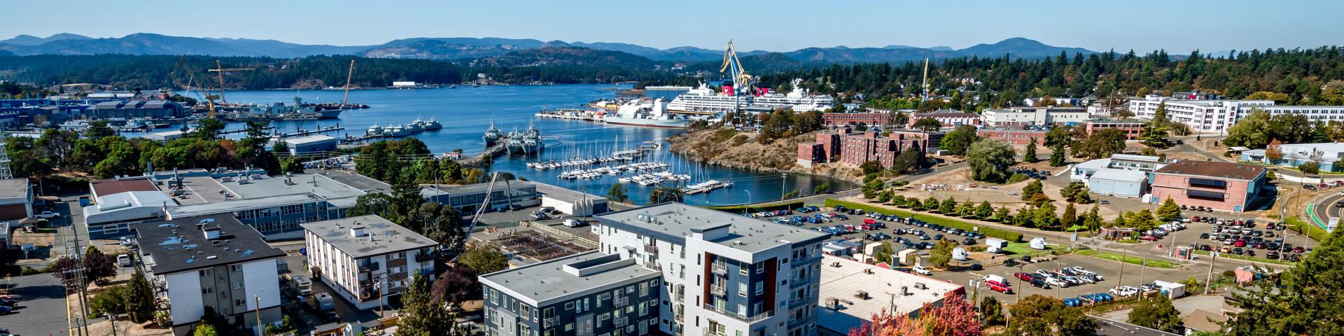 aerial view of esquimalt the place to be