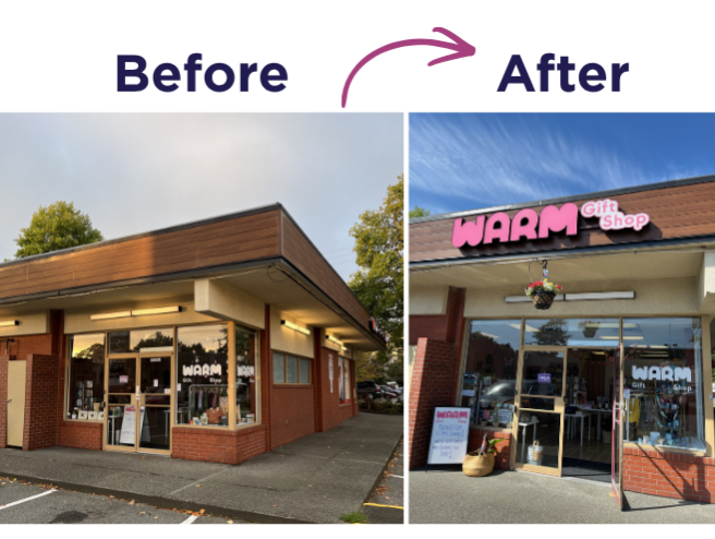Warm Gift Shop before after